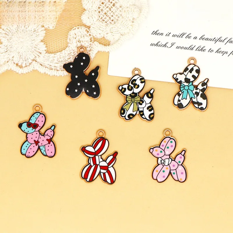 10Pcs Cartoon Balloon Dog Charms Alloy Pendants for Jewelry Making Bracelet Necklace Earring Key Chain DIY Decor Accessories