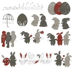Piggy Craft metal cutting dies cut die mold Easter series bunny eggs Scrapbook paper craft knife mould blade punch stencils dies