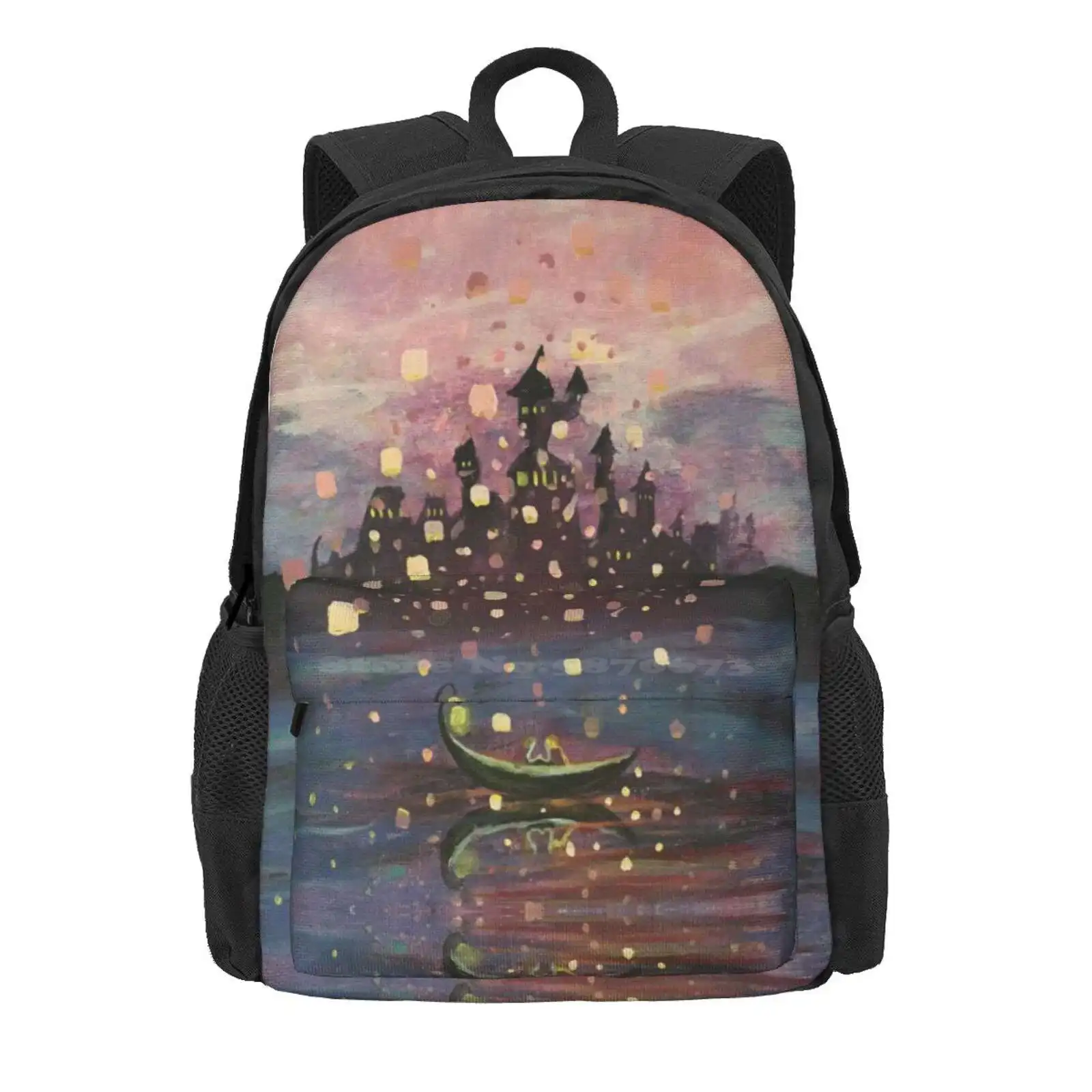 Tangled Lantern Painting Hot Sale Schoolbag Backpack Fashion Bags Tangled Painting Painting At Last I See The Light Painting