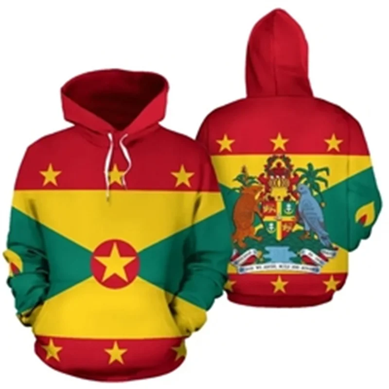 Grenada Flag Mens Hoodies 3D Printed Hooded Pullovers Flag Graphs Jacket Male Outerwear Female Top Sports Sweatshirt Clothes