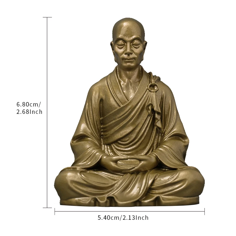 Brass Huineng Master Statue-Sixth Patriarch,Home Decor For Meditation Room & Tea Space,Vintage Craft Ornament Gift