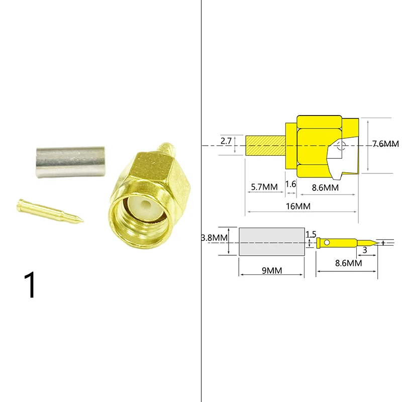 1PC SMA Male/ Female RF Coax Connector For RG316 RG174 RG58 RG142 RG405 Cable Wholesale Price