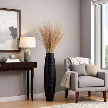 優雅的27.5吋落地花瓶,堅固耐用,表面紋理設計,適合擺放裝飾枝條和乾燥花。 8 best sales 手提包花瓶 - №7