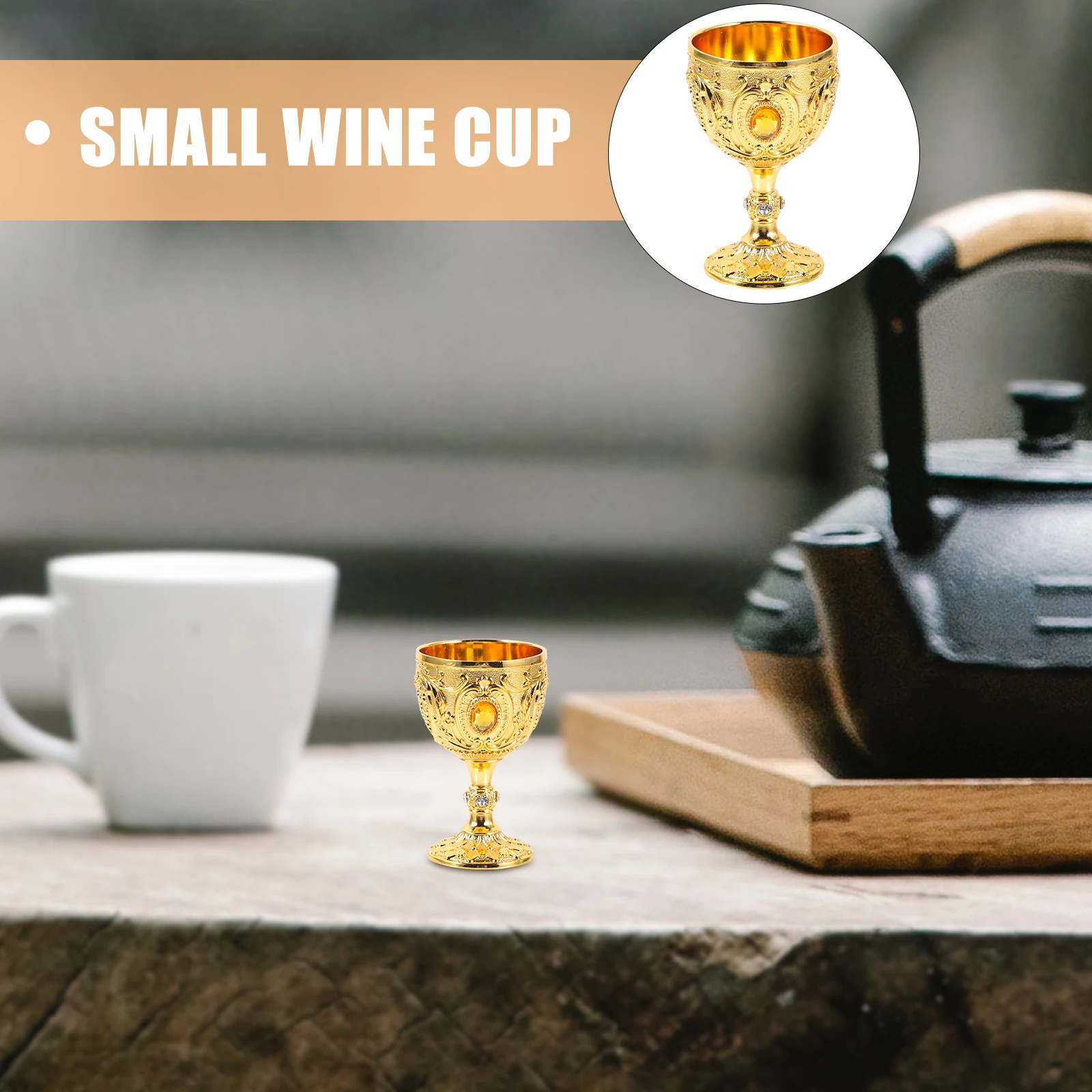 

Retro Cup Embossed Metal Goblet Reusable Aluminum Alloy Drinkware for Whiskey Coffee Tea Outdoor Camping