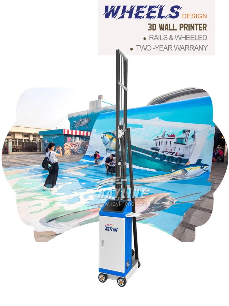 3D Rail Wall Printer RA-UD200 UV Vertical Printing Machine For Wall Art Mural Decoration