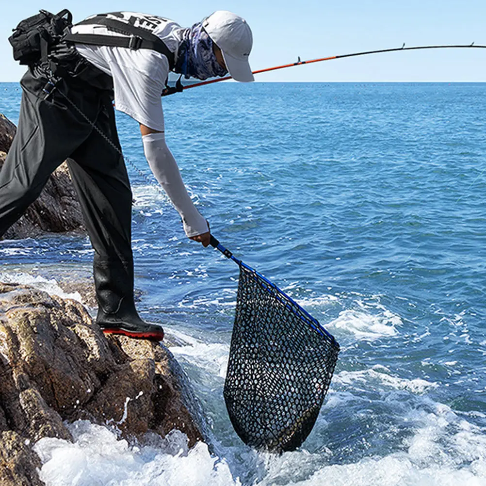 

Aluminum Alloy Fishing Net Portable Lightweight H Rubber Mesh Boating Fly Lure Kayak Accessories L Nets
