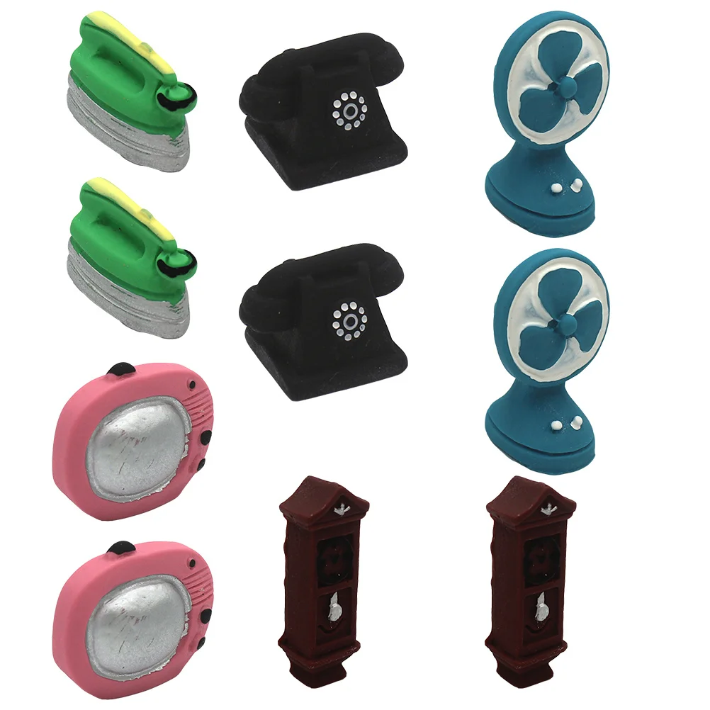 10 Uds. De electrodomésticos en miniatura, juego de decoración de escena Vintage, muebles pequeños de resina, accesorios para manualidades DIY, juego de simulación, regalo para niños