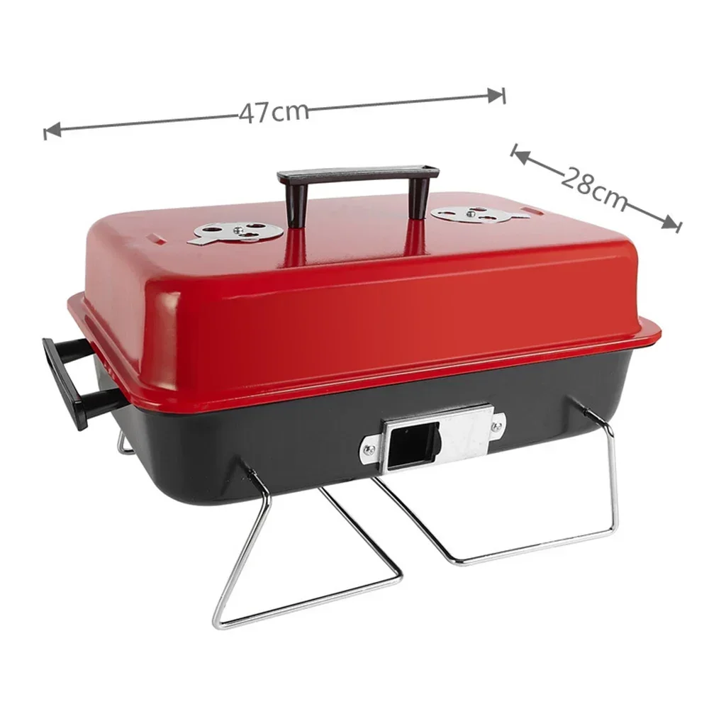 Portable BBQ Rack Portable Home  with Lid Folding Barbecue  Outdoor Metal