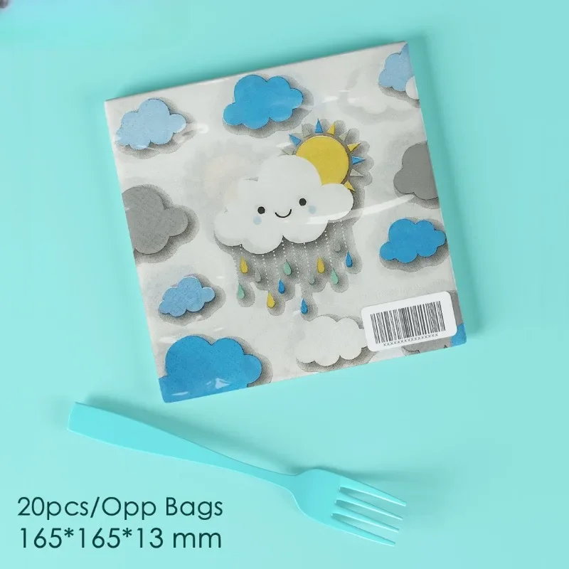 Clouds Raindrops Printed Colorful Paper Napkins Disposable Holiday Party Cartoon Decoration Supplies Napkins Paper Placemats