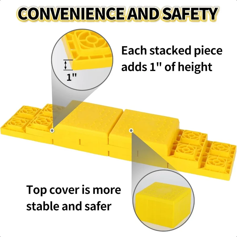 12 Pack RV Leveling Blocks Stackable Jack Blocks Interlocking Leveling Pads with Carrying Bag for Camper Travel Trailer