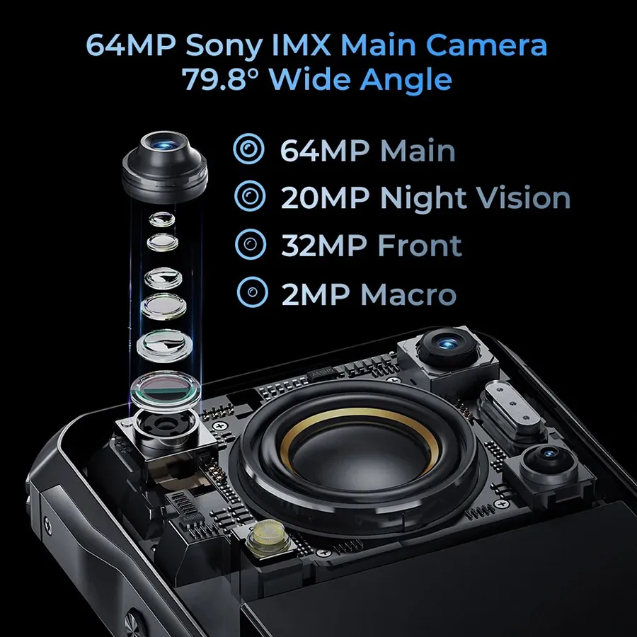 Oukitel WP33 프로 5G 견고한 스마트폰, 24GB 256GB 휴대폰, 22000mAh 6.6 인치 FHD + 휴대폰, 64MP 카메라, 33W Dimensity 6100 +