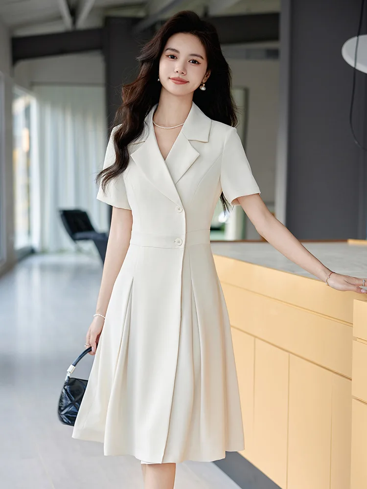 Black Business Suit and Dress Women2024Summer New Goddess Temperament Fashion Temperament Formal Occasion Long Dress