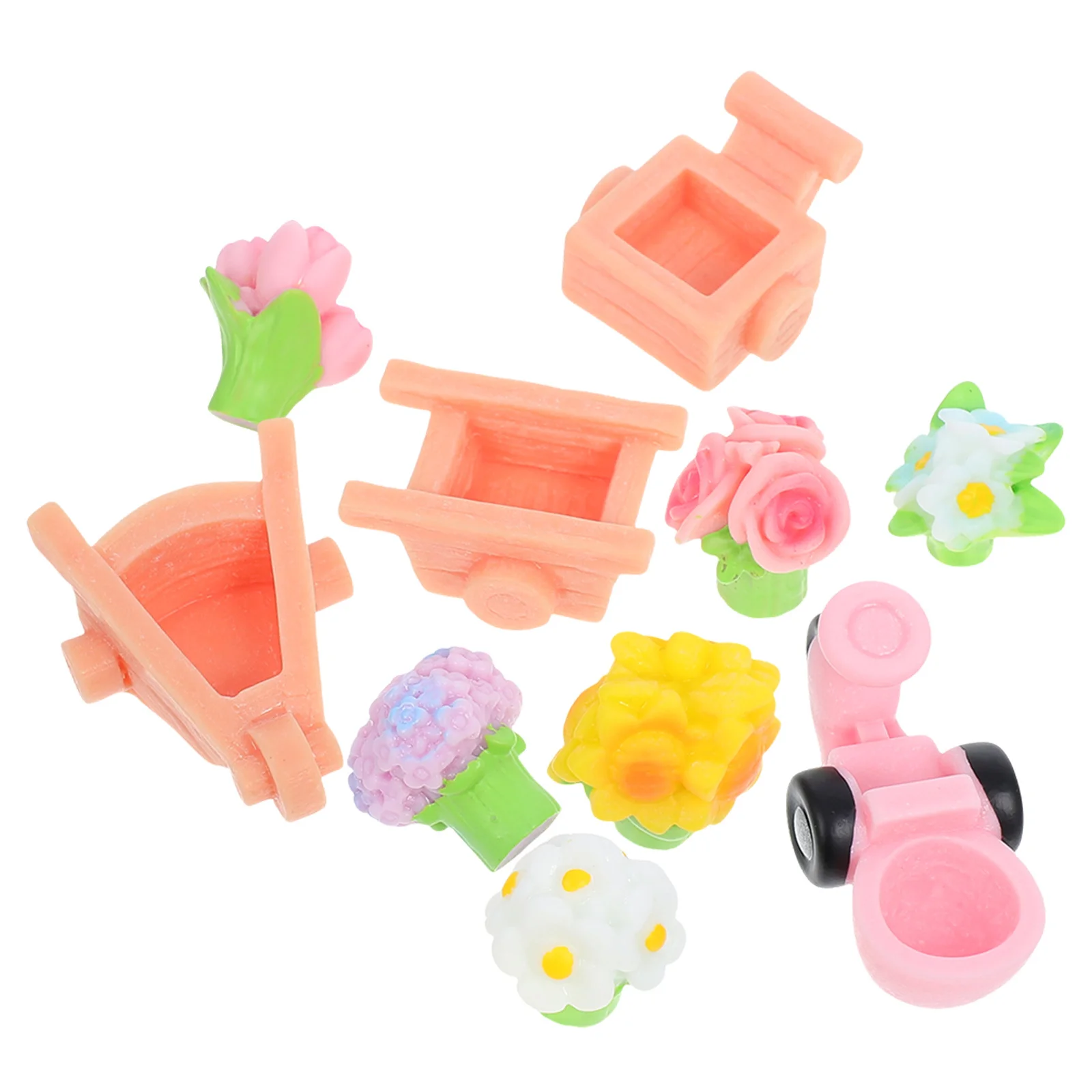 

1Set Miniature Garden Cart Micro Landscape Resin Ornament for Indoor Outdoor Bonsai Succulent DIY Craft Accessories