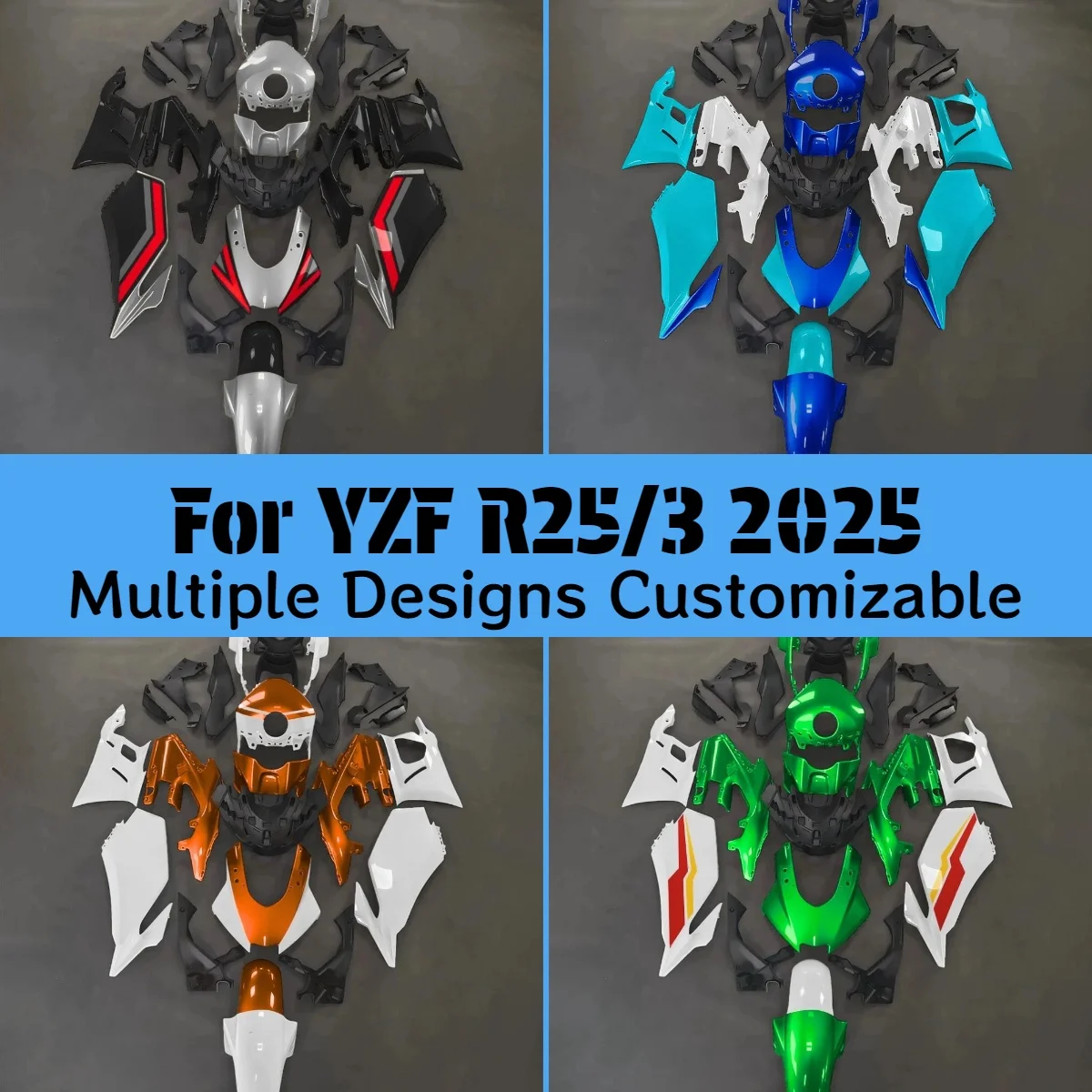

Комплект обтекателей для мотокросса YZFR25 R3 2025: Набор обтекателей для мотоцикла, индивидуальный комплект кузовных деталей для YAMAHA YZFR3 R25 25