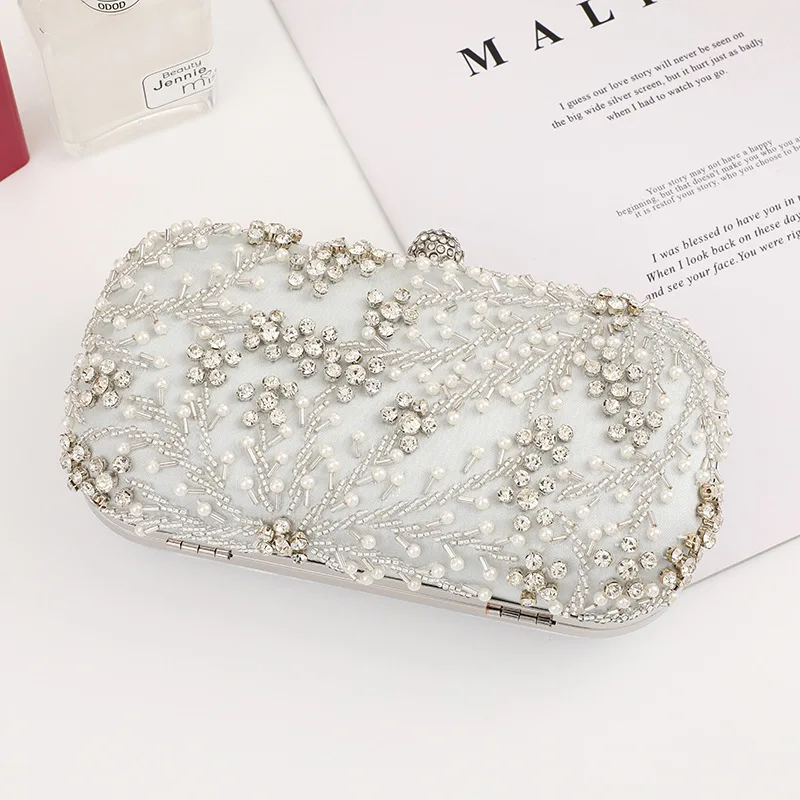 Vintage Diamond Lady Evening Bag Fashion Solid Color Purse Bags Shiny Rhinestones Decor Banquet Bags New Party Handbag XA481H