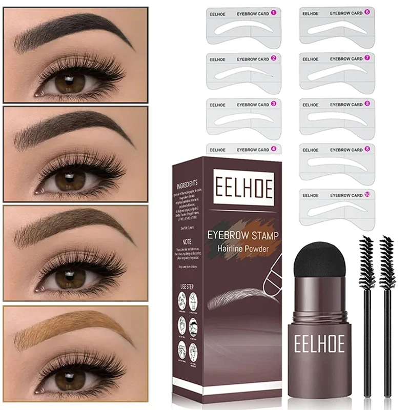 Kit profesional para dar forma a las cejas, juego de sellos, palo de maquillaje, contorno de línea del cabello, plantilla de tinte impermeable, plantilla para cejas