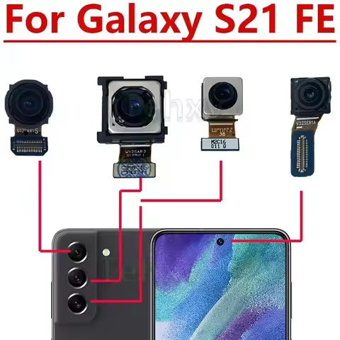 Front Camera For Samsung Galaxy S21 FE S21FE Telephoto Wide Main Rear Back Camera Flex Cable Testing Good Repair Parts