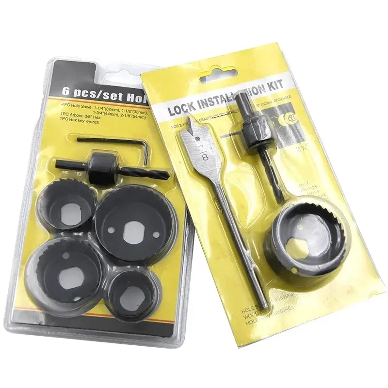 

3PC Hole Saw Gypsum Board Hole Opener 32-54mm Ceiling Drilling Tool 6PC Bubble Shell Assembly Set Mm hinge drilling jig Step bit