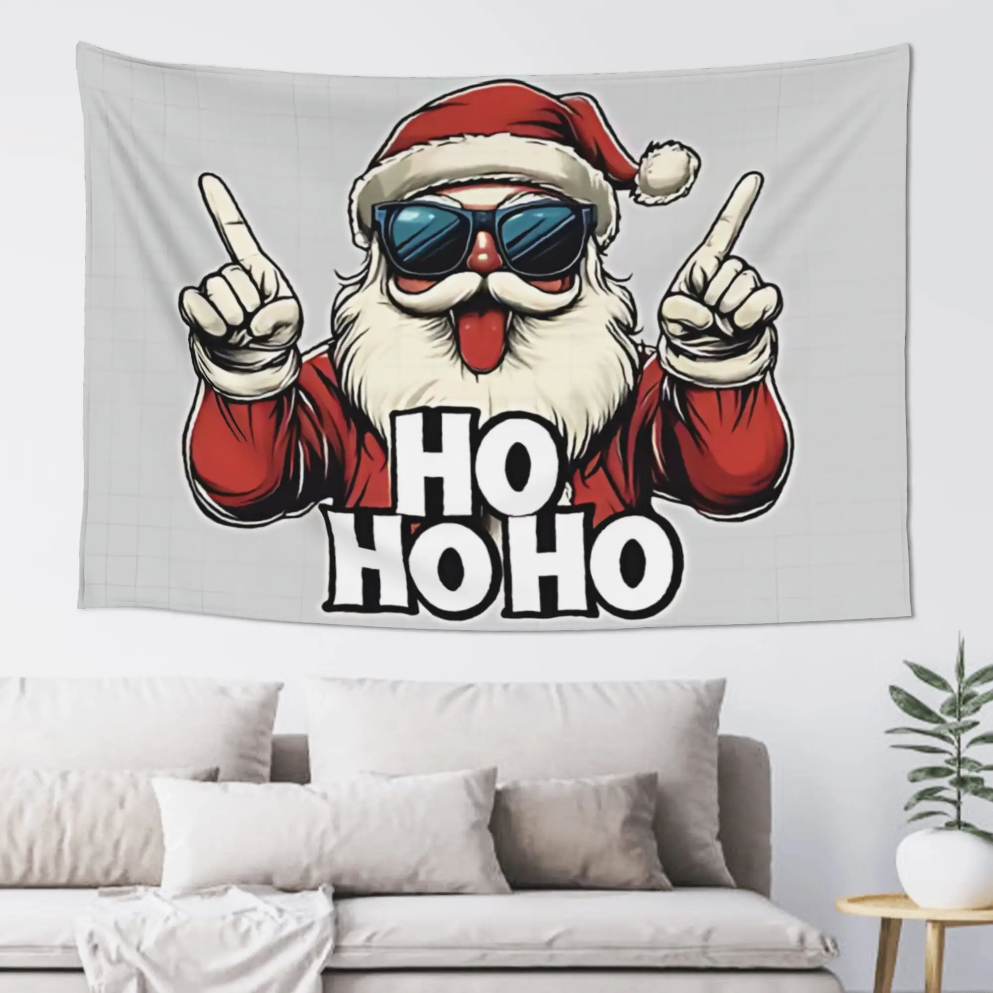 Ho Ho Ho Gesture Santa Print Tapestry Room decoration  Home Decoration Tapestry Decor Accessories Cute Room Decor
