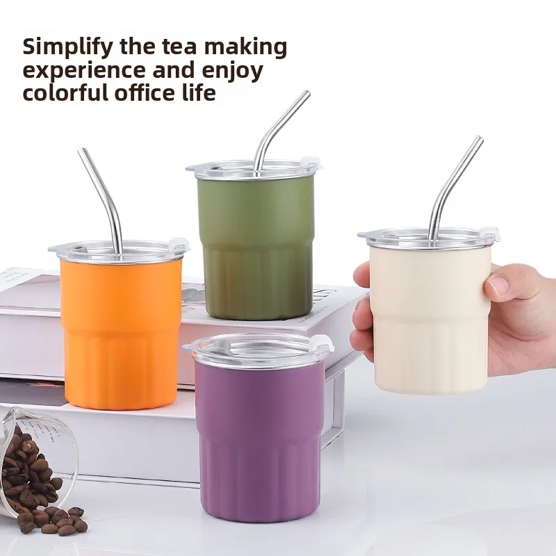 

Бытовая соломенная чашка из нержавеющей стали 304, портативная однослойная, двухслойная, для кофе, пива, офиса, воды, 300 мл