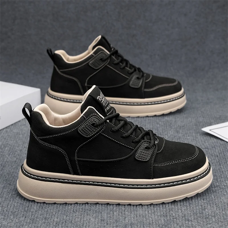 أحذية رجالية مفلكنة العصرية شخصية المراهقين حذاء كاجوال جولة تو الدانتيل متابعة حجم كبير أحذية منصة الرجال الأحذية #3