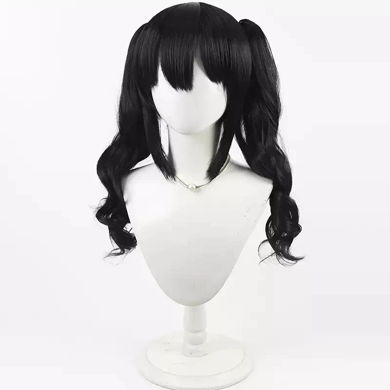 السحرية فتاة الساحرة محاكمة الأسود نا يوكا شعر مستعار تأثيري هالوين كرنفال الدعائم الطرف الشعر الاصطناعية ألياف مقاومة للحرارة + غطاء شعر مستعار