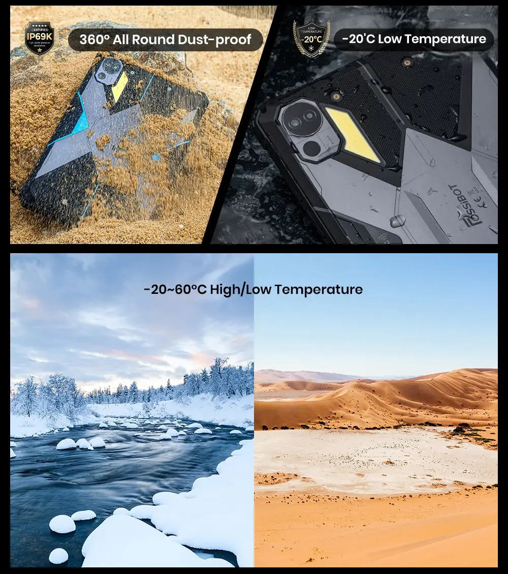 Fossibot Dt3 5g Rugged Tablet, Android 15, 10.4" Display, 12Gb Ram 256Gb Rom, Wifi 6, 66W Fast Charge, 64Mp+32Mp Camera, Nfc