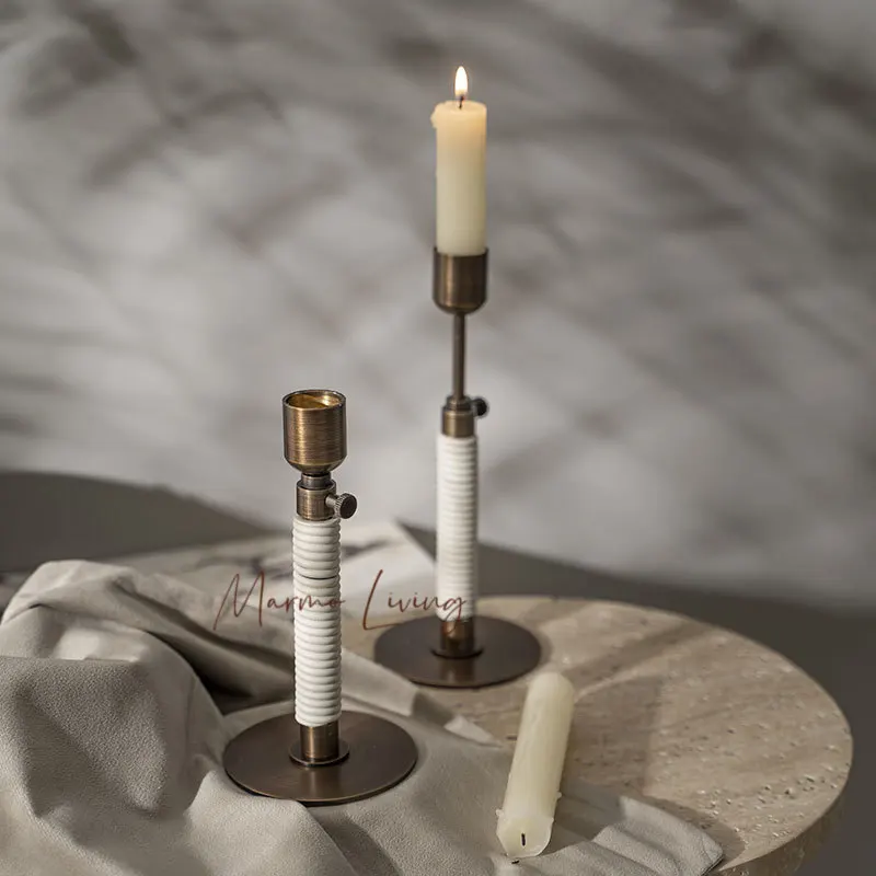 

Danish designer Nordic light luxury retro brass candle romantic candlestick home decoration ornaments adjustable
