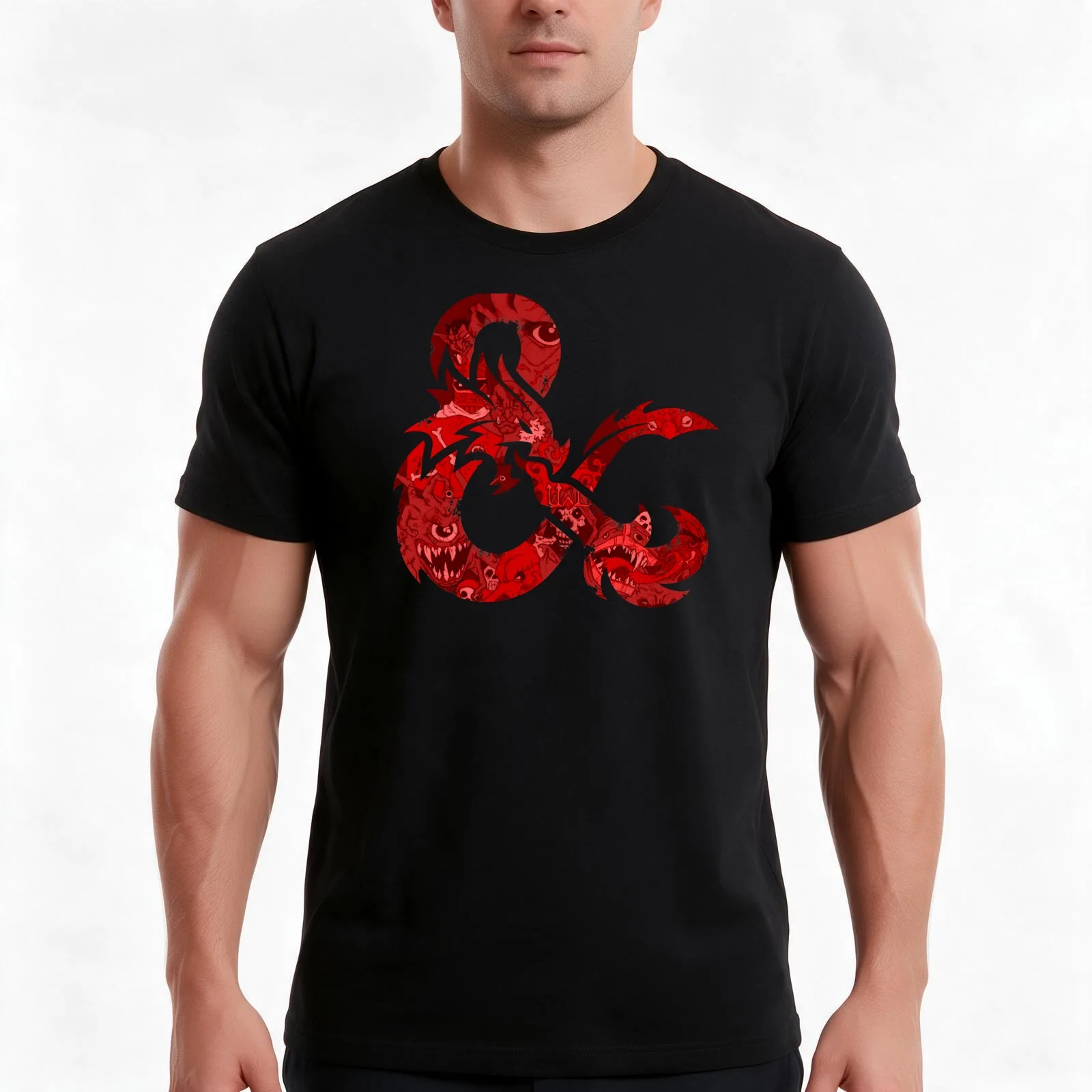 Bestiary Ambersand T-Shirt, Summer Casual Cotton Tee, Oversized Streetwear Tops, Vintage Graphic Print, Loose Fit Short Sleeve