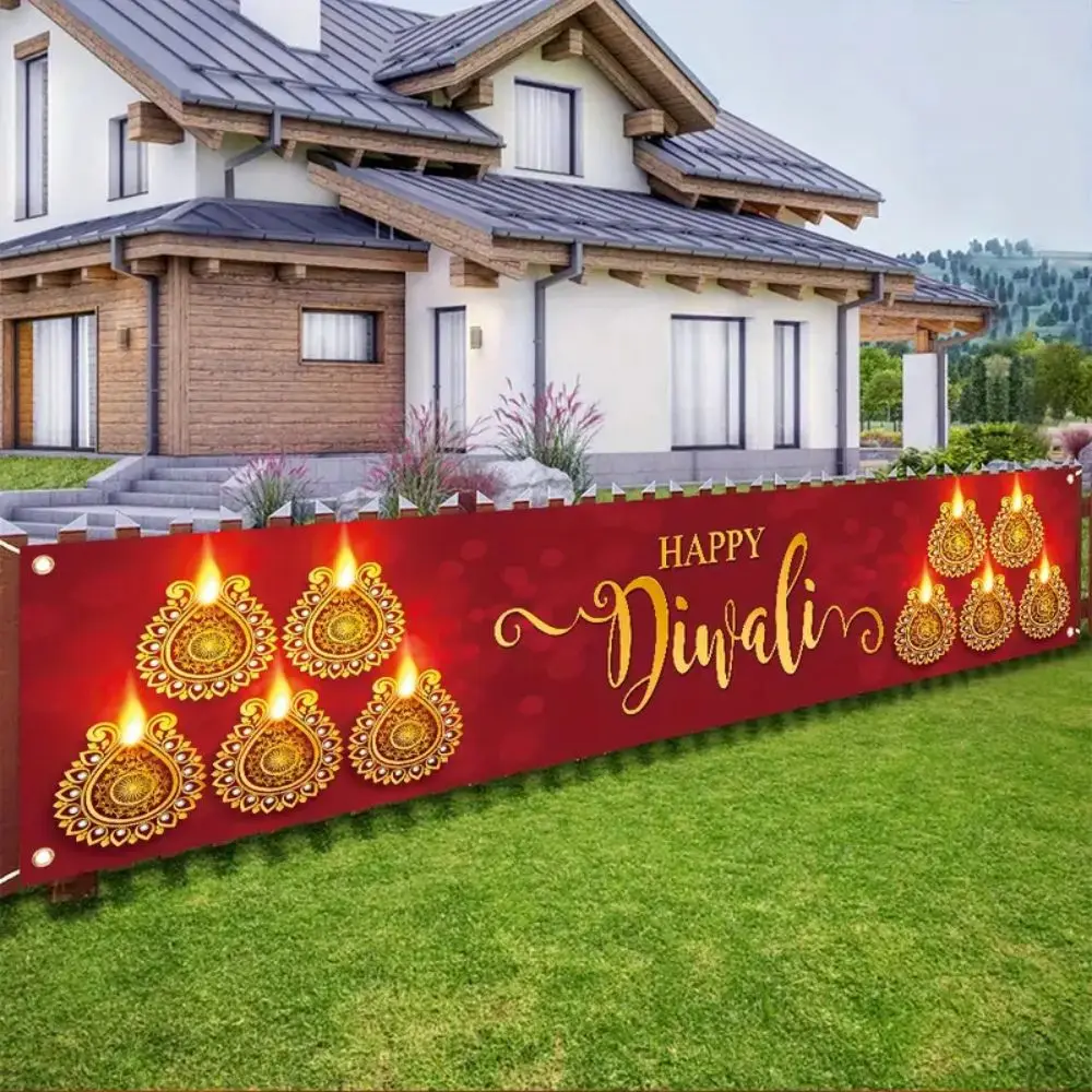 Diwali Celebration Courtyard Banner Indian Late Autumn Festival Party Dekorationen Outdoor Zaun Hängehintergrund