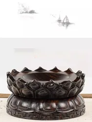 Solid wood rotatable crystal ball base spherical raised base Feng Shui ball egg carving gourd curved ornament wooden base