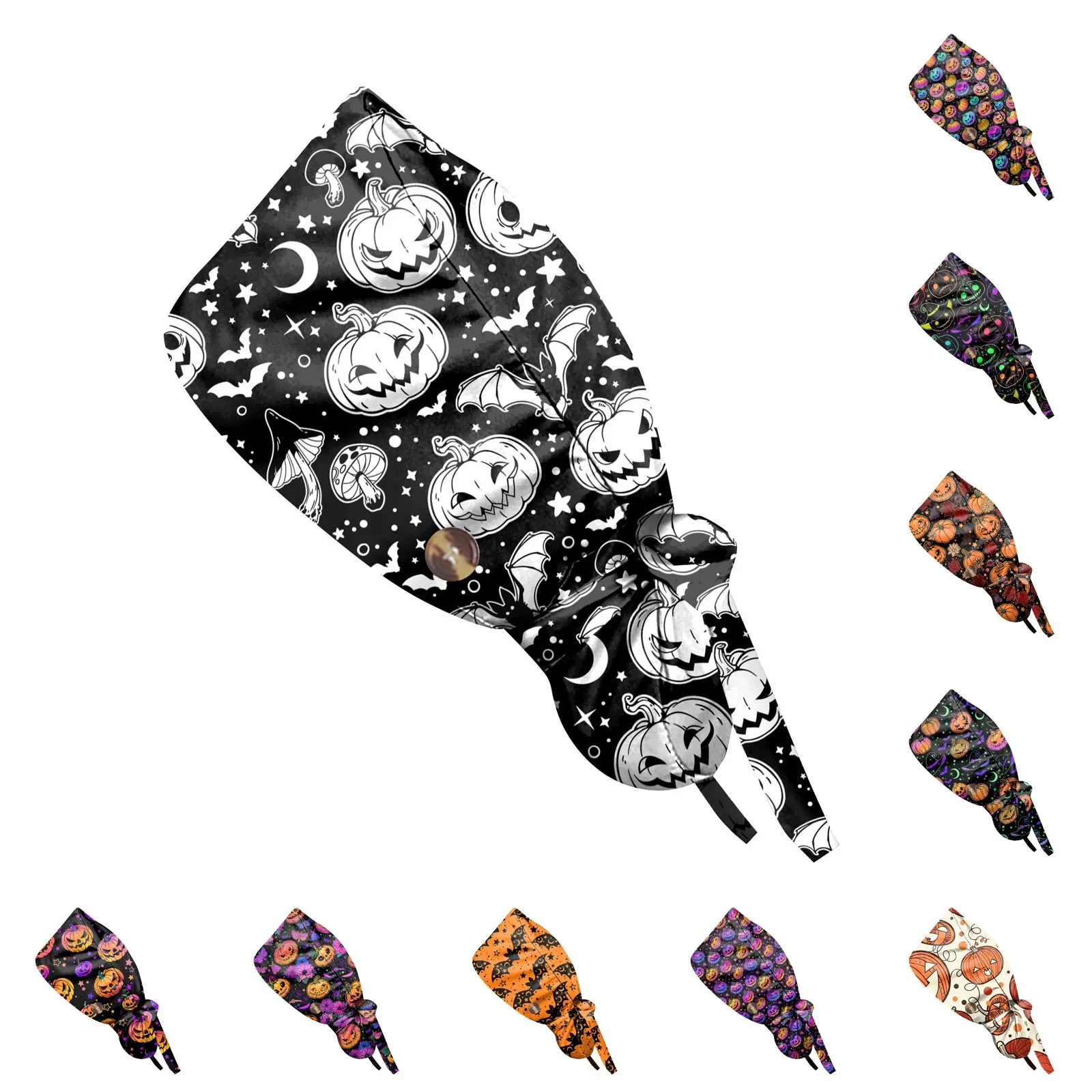 Chapeau de chauve-souris à motif de Aliments d'Halloween, casquette de gIslande respirante, casquettes réglables, chapeau d'allaitement, mode unisexe, travailleurs de la santé