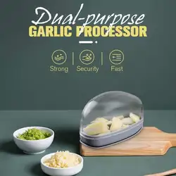 Portable 2-in-1 Garlic Processor Steinless Steel Garlic Press and Slicer Garlic Crusher Chopper Kitchen Utensils Accessories New