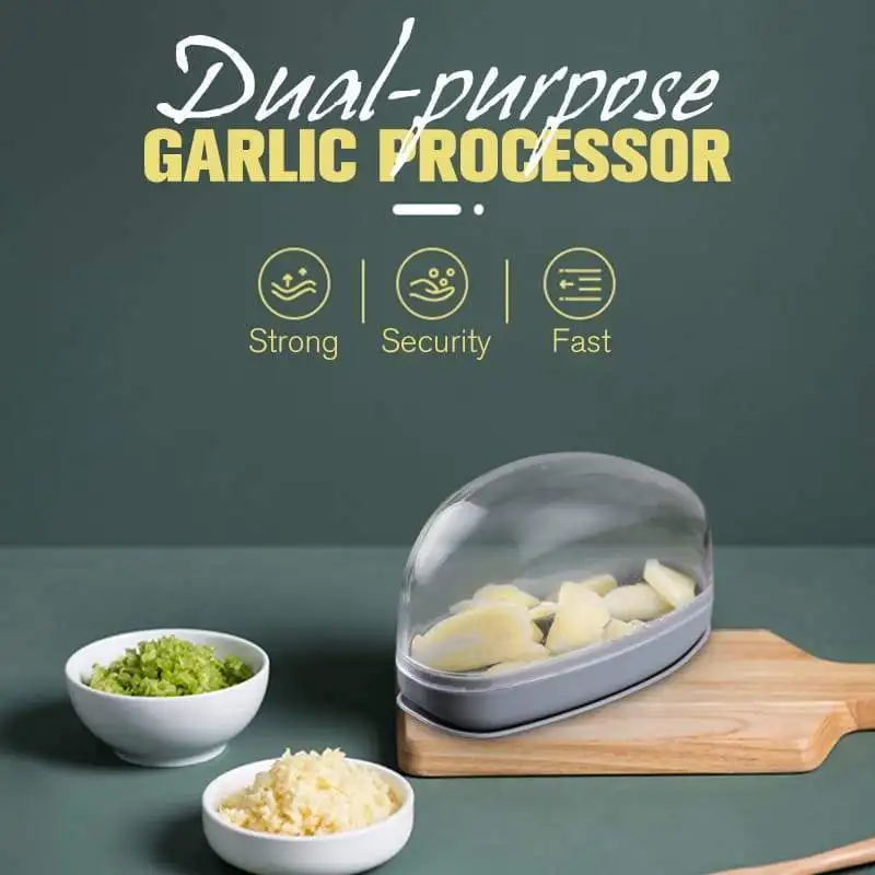 Portable 2-in-1 Garlic Processor Steinless Steel Garlic Press and Slicer Garlic Crusher Chopper Kitchen Utensils Accessories New