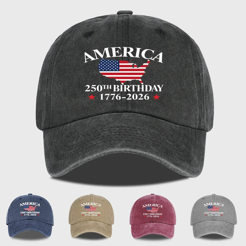 Gorra de Béisbol para el 250 Aniversario de EE. UU. 2026, para Hombre y Mujer, Estilo Vintage, de Algodón Lavado, Ajustable, con la Bandera Patriótica Americana, Regalo