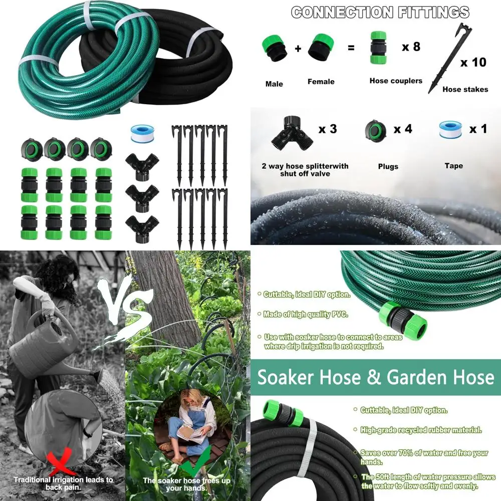 

Flexible 75ft Soaker Hose System with 50ft Garden Hose for Irrigation, Reinforced Weeping Hose for Efficient Watering