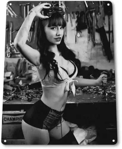 Metall-Shop Pinup Girl Sexy Hot Rod Auto Garage Autowerkstatt Wanddekoration Metallschild-Aluminium