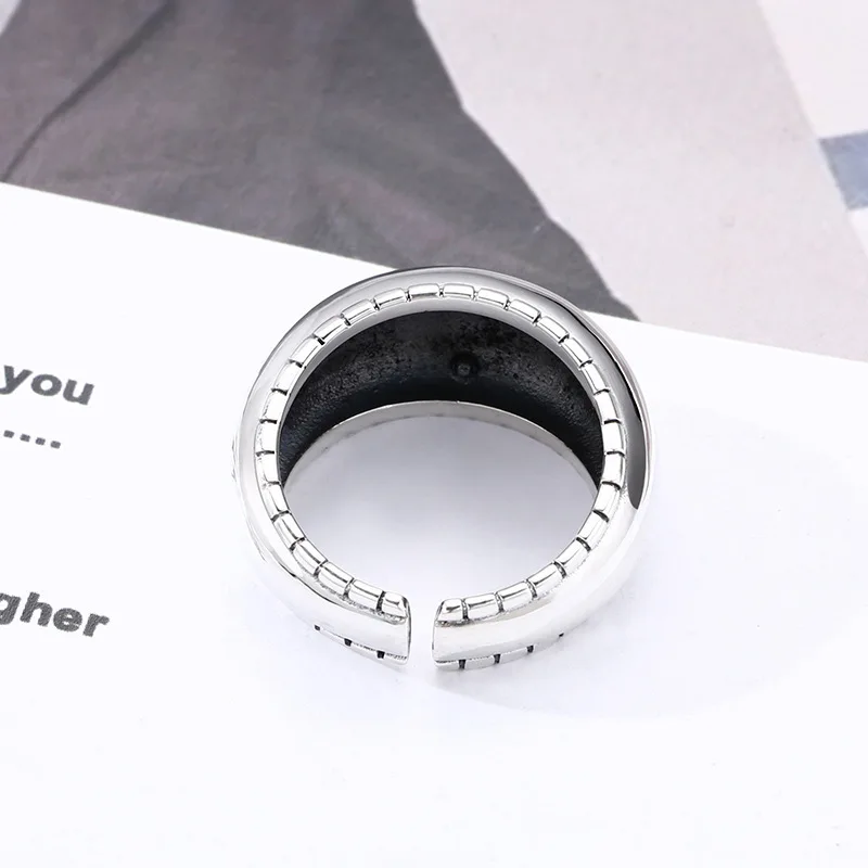 925 sterling silver ring glossy asymmetrical men's and women's ring opening thai silver retro trendyy personalized jewelry