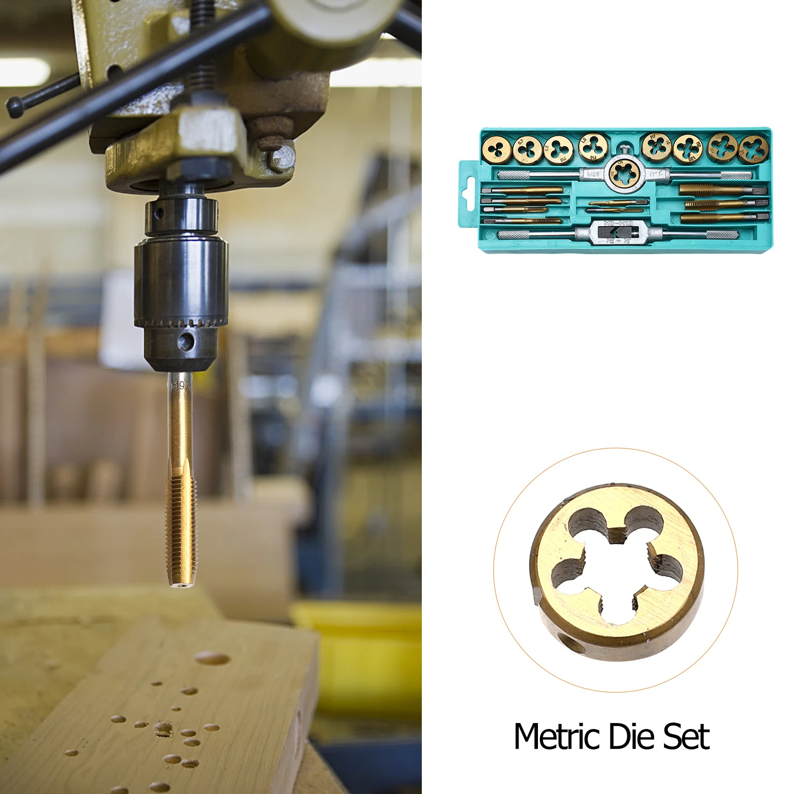 1Set Maschio Mettrico Die Set Strumento di Filettatura In Acciaio Funzionamento di Toccando A Mano Filettatura Bit Maniglia Scatola di Immagazzinaggio Filettatura Portatile Die