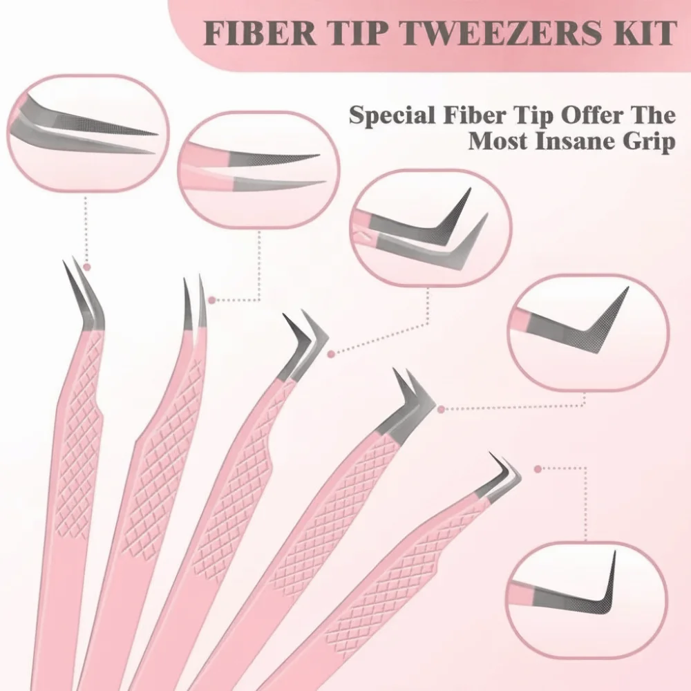 Anti-static Eyelash Extension Tweezer Stainless Steel Superhard Fiber Tip High Precision Non-magnetic Makeup Tool Beauty Salon