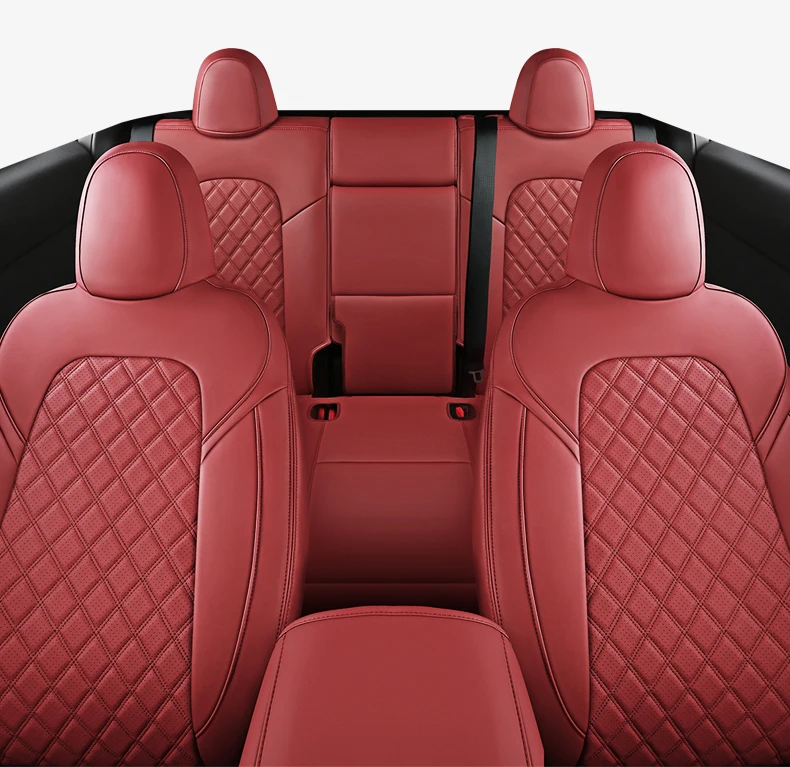 Tesla Model Y Custom Fit Car Seat Cover Accessories Full Surround Nappa Leather Diamond Shape 5 Seaters Model Y Seat Cover