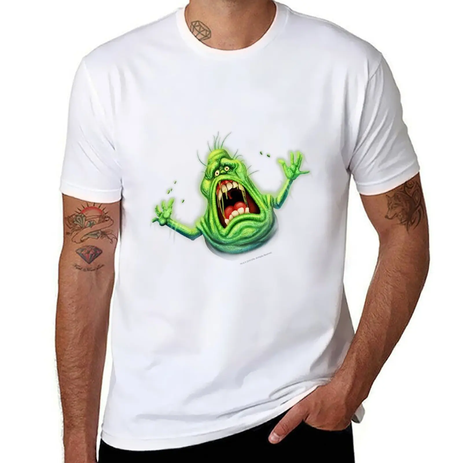 

Ghostbusters Slimer Screaming Portrait T-Shirt cotton t shirt man cotton tshirt 100% T-Shirt