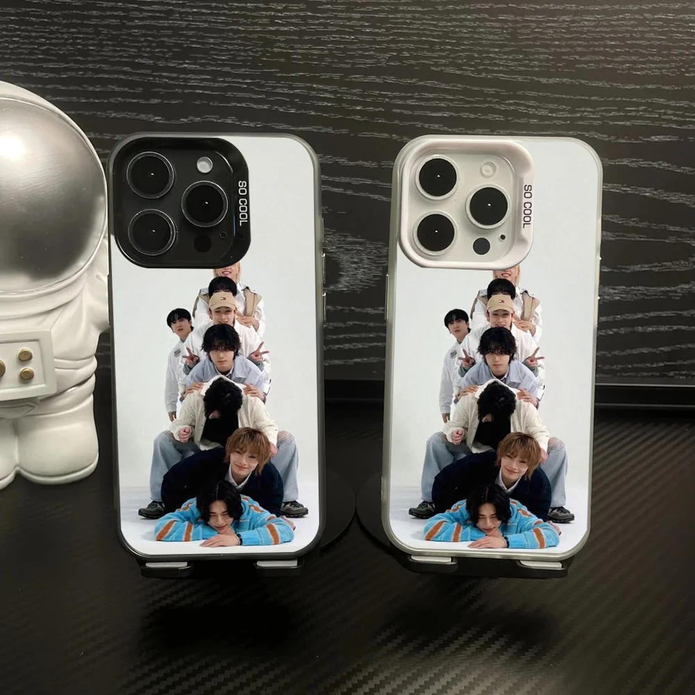 Kpop S-StrayS_K-Kids Phone Case IMD Color Silver Shell For IPhone 16 15 14 13 12 Pro Max Plus