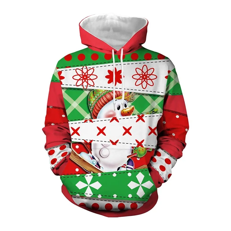 

Merry Christmas Snowman Graphic Hoodies For Men Women 3D Printed Funny Xmas Ornament Pullovers Sweatshirts Clothes Kids Hoody