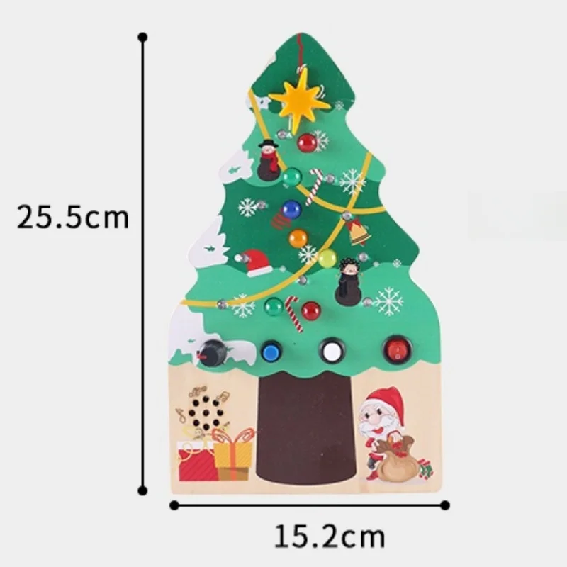 Montessori Christmas Tree Busy Board LED Educational Activity Developing Sensory Board Motor Skills New Year Gifts for Kids