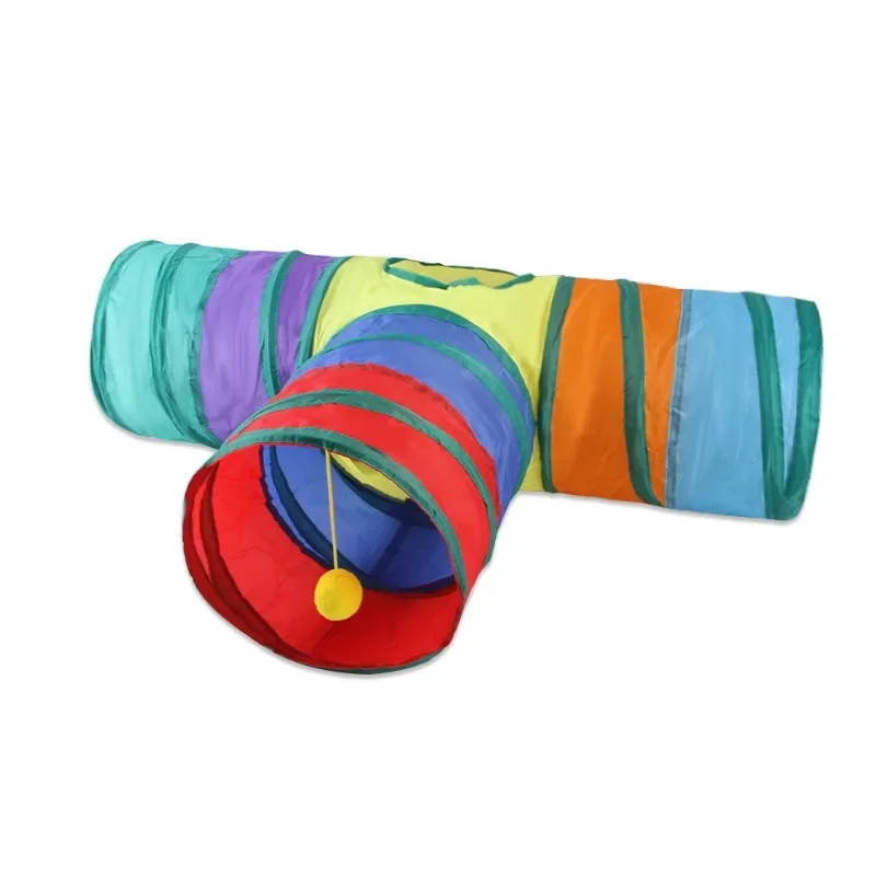 Collapsible Playing Tunnel for Cats, Connectable, Rainbow Tube Toys, Foldable Drill Hole, Kitten Colorful Pet Toys