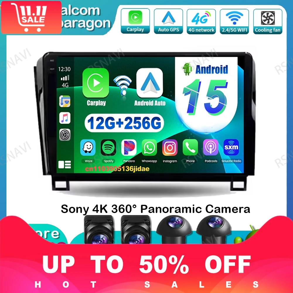 Android 15 Car Radio For Toyota Tundra XK50 2007-2013 Navigation 9/10 Inch Head Unit WIFI+4G Viedo Player Stereo QLED DVD DSP BT