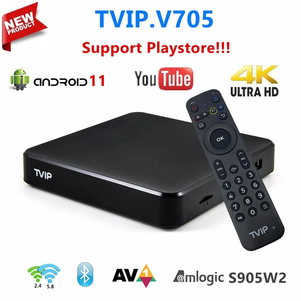 5PCS TVIP705 TV Box Android 11.0 TV BOX 4K Ultra HD 1G 8G Amlogic S905W2 2.4/5G WiFi BT TVIP 705 Media Player vs TVIP605 Tvip