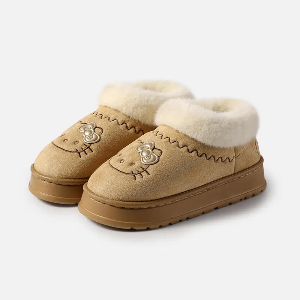 Simpatici stivali da neve da donna invernali Hello Kitty Pantofole di cotone calde Scarpe di peluche anime Scarpe antiscivolo per ragazze calde con fondo spesso