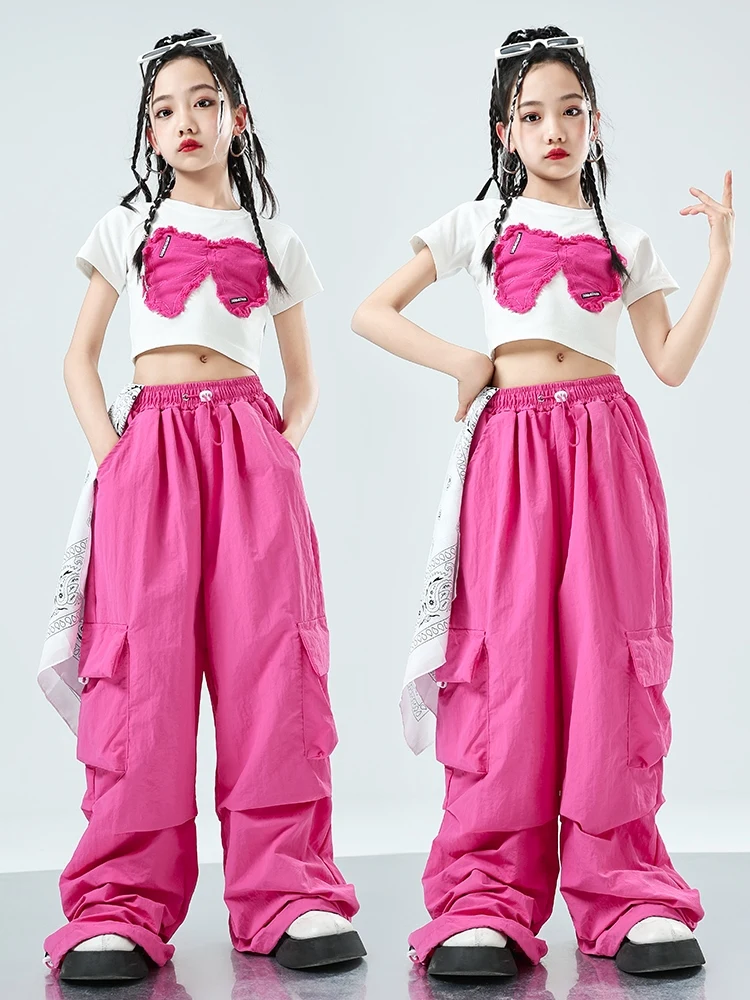 Vêtements de danse Hip Hop pour enfants, tenue de danse de rue pour filles, pantalons roses Y-adt, vêtements de compétition pour garçons, BL12721, été